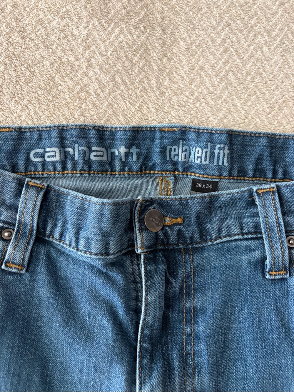 Carhartt Men's Medium Blue Straight-Leg Jeans - Picture 2 of 4